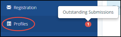 The 'Outstanding Profile Submissions' alert badge